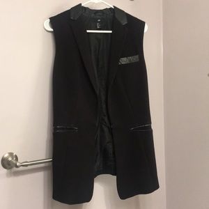 Black cotton and leather vest